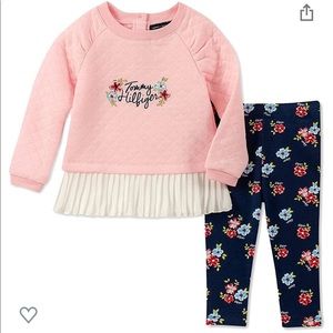 2-Pc Quilted Peplum Tunic & Legging Floral Printed